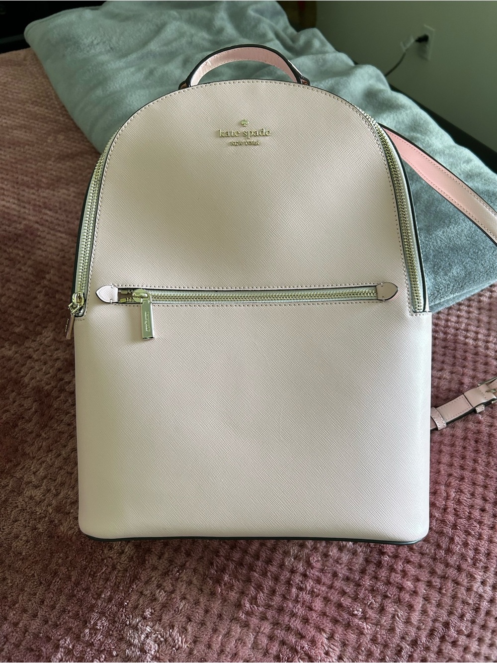 kate spade Leather Backpack in Blush Pink and Cream with Gold Hardware - Picture 6 of 7